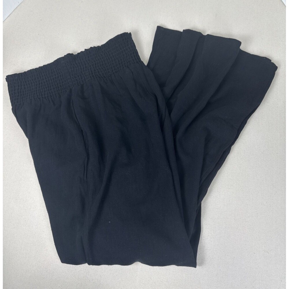LULU'S SZ L Blissful Beginnings Black Wide-Leg Lounge Comfy Pants Women's Large